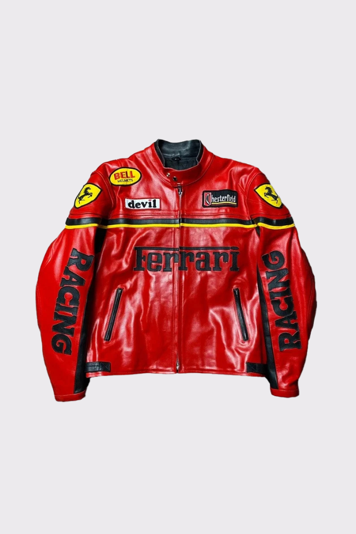 Jaqueta F1 Vintage de Couro Edição Scuderia Red'n Yellow