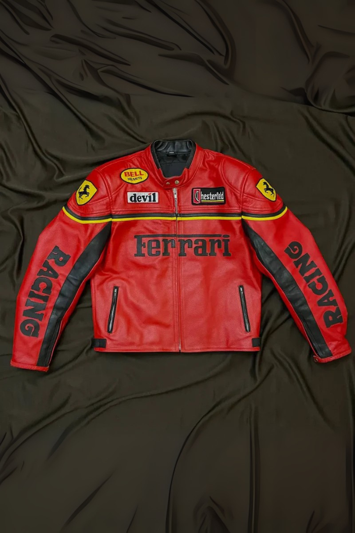 Jaqueta F1 Vintage de Couro Edição Scuderia Red'n Yellow